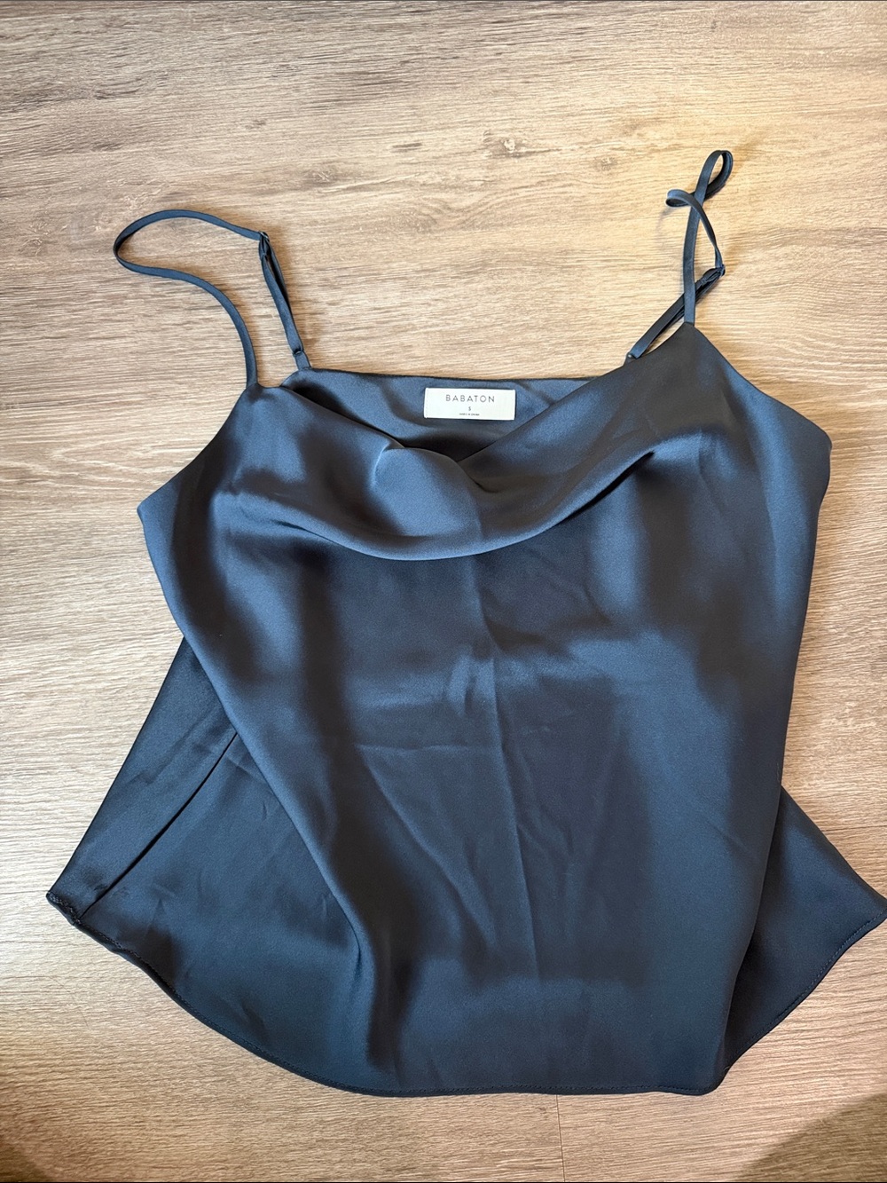 Babaton Black Satin Cowl Camisole